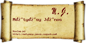 Mátyásy János névjegykártya